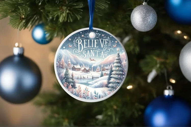 Round Christmas Ornament Sublimation|Clipart
