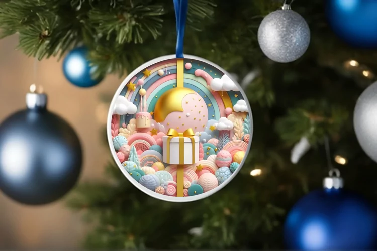 Round Christmas Ornament Sublimation|Clipart