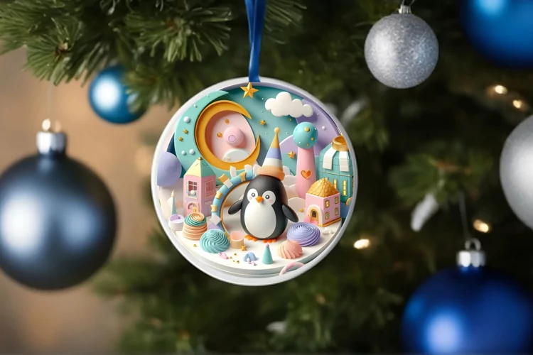 Round Christmas Ornament Sublimation|Clipart