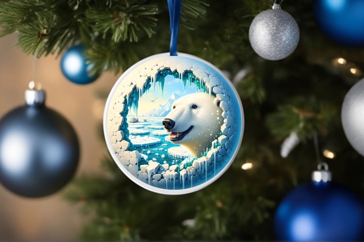 Melting Ice Polar Bear Painting Sublimation PNG example image 1
