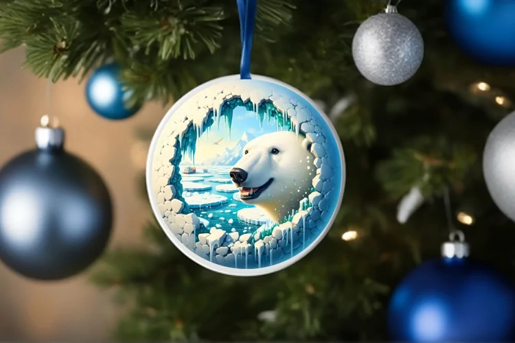 Melting Ice Polar Bear Painting Sublimation PNG