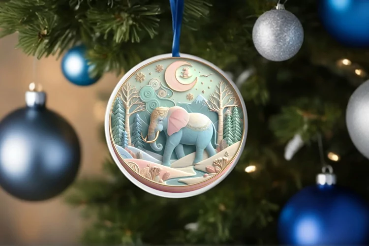 Round Christmas Ornament Sublimation|Clipart