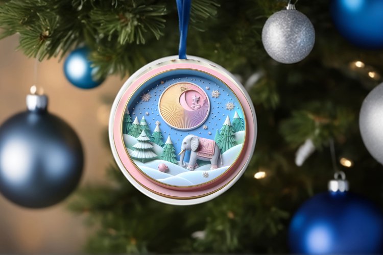 Round Christmas Ornament Sublimation|Clipart example image 1