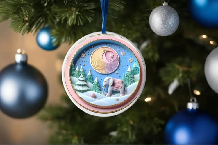Round Christmas Ornament Sublimation|Clipart