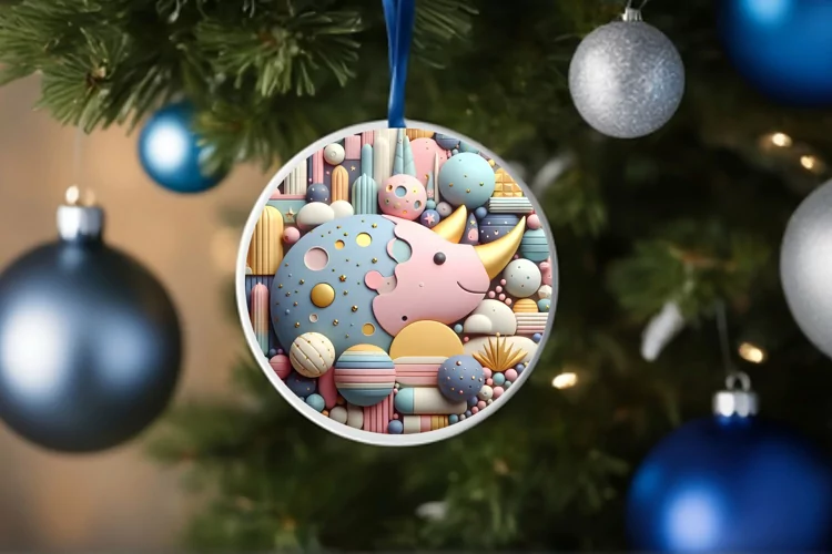 Round Christmas Ornament Sublimation|Clipart