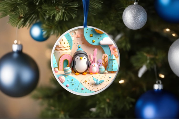 Round Christmas Ornament Sublimation|Clipart example image 1