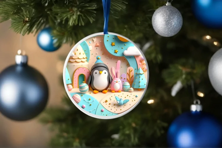 Round Christmas Ornament Sublimation|Clipart
