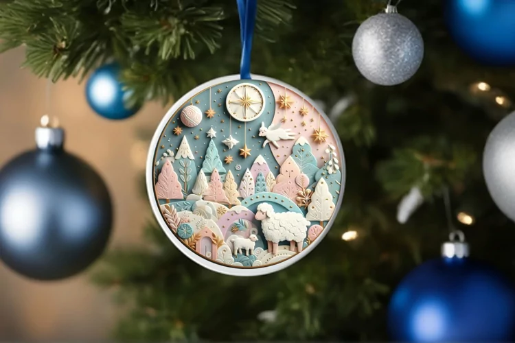 Round Christmas Ornament Sublimation|Clipart