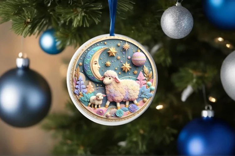 Round Christmas Ornament Sublimation|Clipart