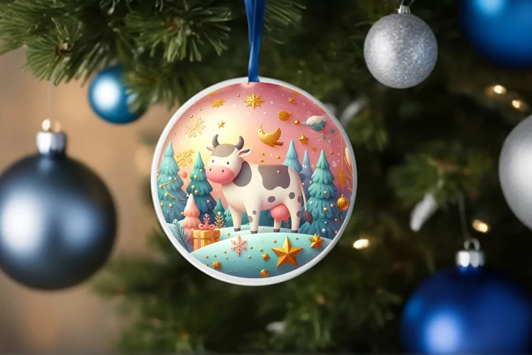 Round Christmas Ornament Sublimation|Clipart