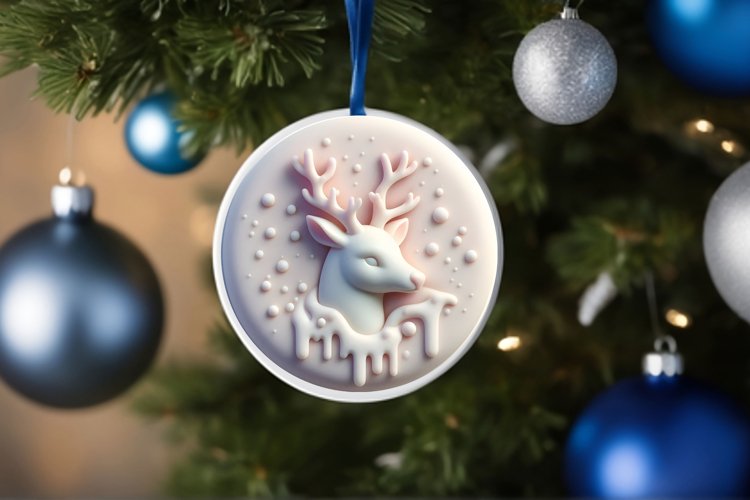 3D Polar Bear Christmas Ornament PNG