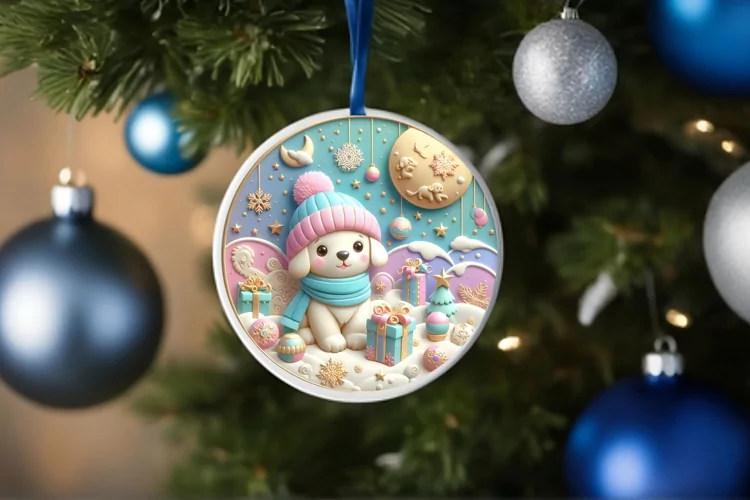 Round Christmas Ornament Sublimation|Clipart