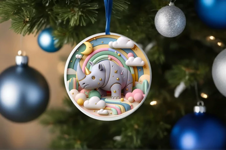 Round Christmas Ornament Sublimation|Clipart