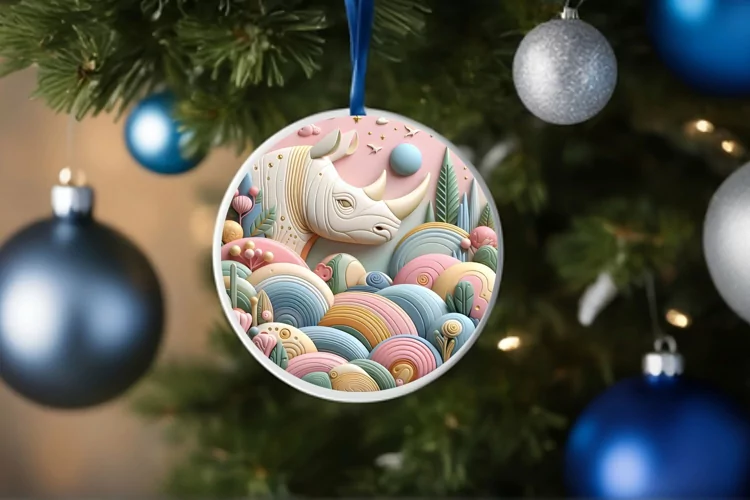 Round Christmas Ornament Sublimation|Clipart