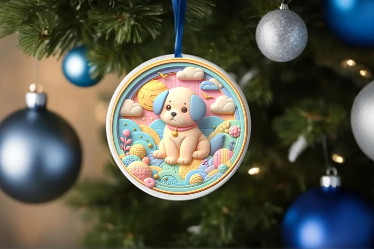 Round Christmas Ornament Sublimation|Clipart