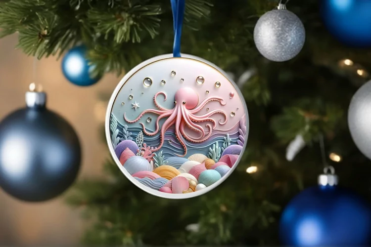 Round Christmas Ornament Sublimation|Clipart