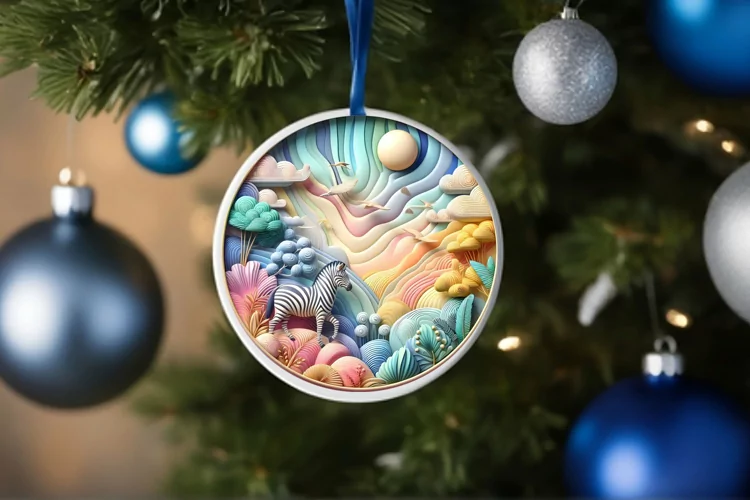 Round Christmas Ornament Sublimation|Clipart