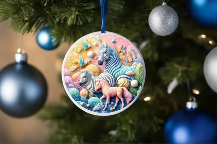 Round Christmas Ornament Sublimation|Clipart