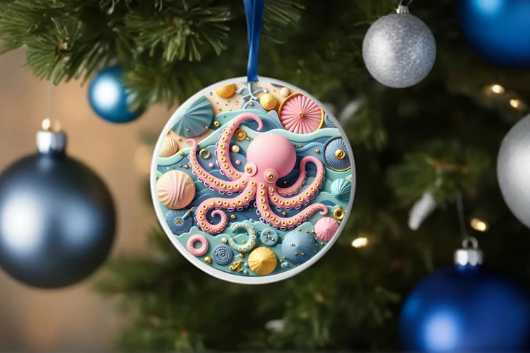 Round Christmas Ornament Sublimation|Clipart