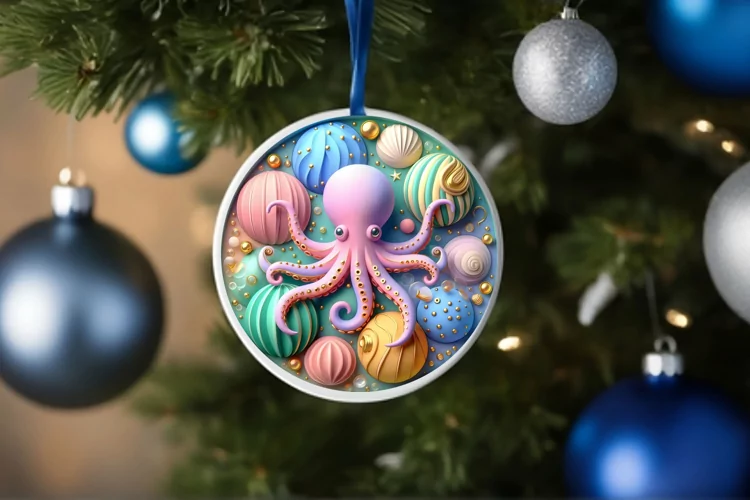 Round Christmas Ornament Sublimation|Clipart