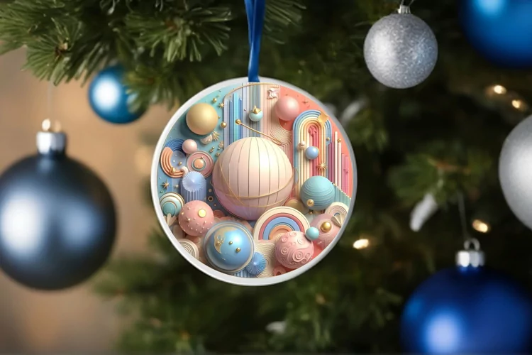 Round Christmas Ornament Sublimation|Clipart