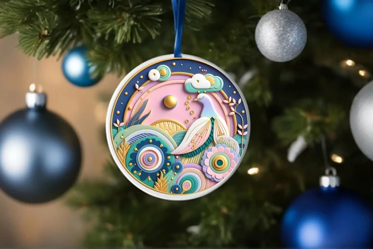 Round Christmas Ornament Sublimation|Clipart