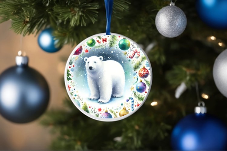 Colorful Polar Bear Watercolor Image example image 1