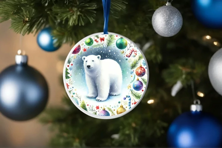 Colorful Polar Bear Watercolor Image
