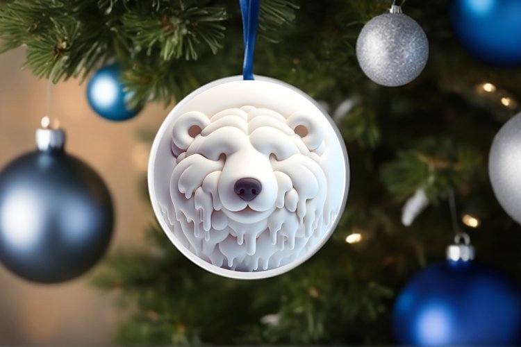 Round Christmas Image with Marzipan Polar Bear example image 1