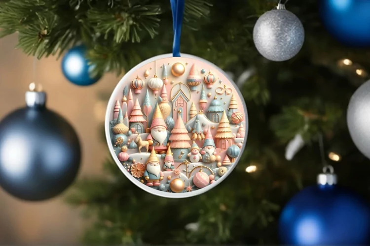 Round Christmas Ornament Sublimation|Clipart