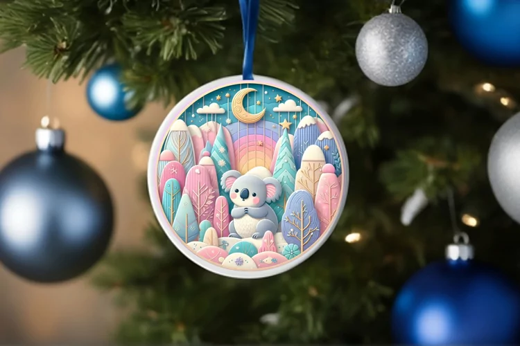 Round Christmas Ornament Sublimation|Clipart