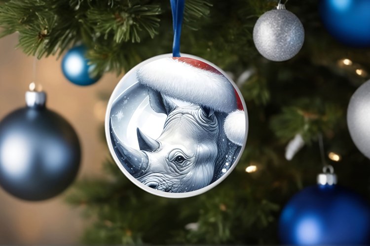 Round Christmass 3D Rhino PNG