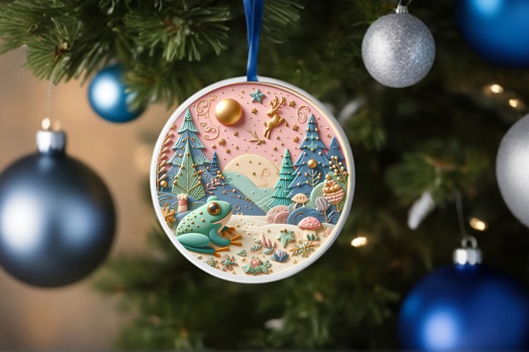 Round Christmas Ornament Sublimation|Clipart