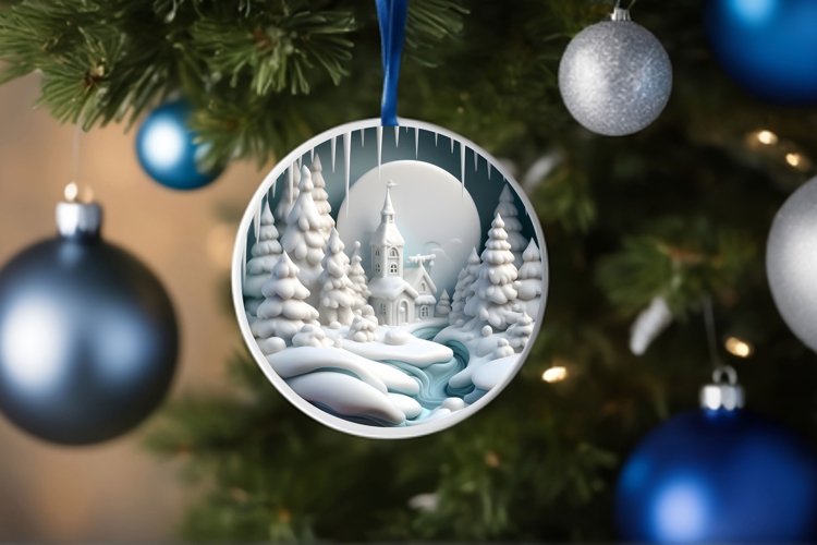 Round Winter Scene Ornament example image 1