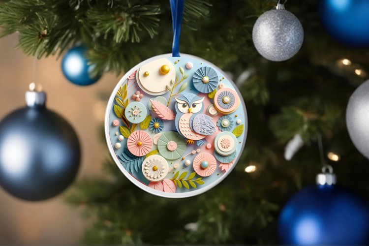 Round Christmas Ornament Sublimation|Clipart example image 1