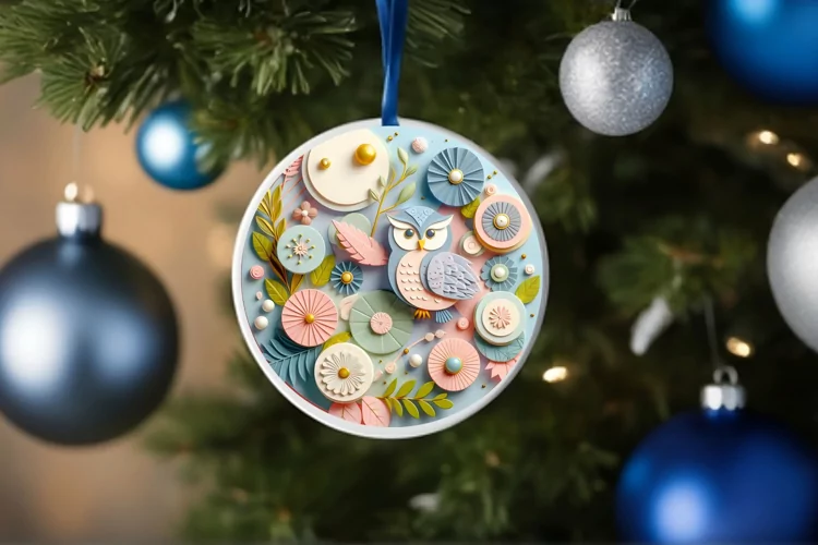 Round Christmas Ornament Sublimation|Clipart