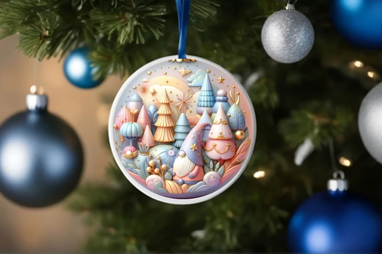 Round Christmas Ornament Sublimation|Clipart