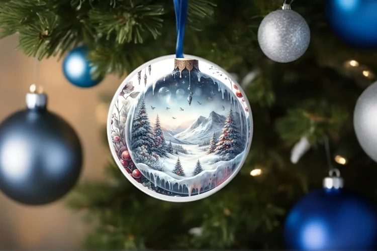 Winter Flowers Round Ornament