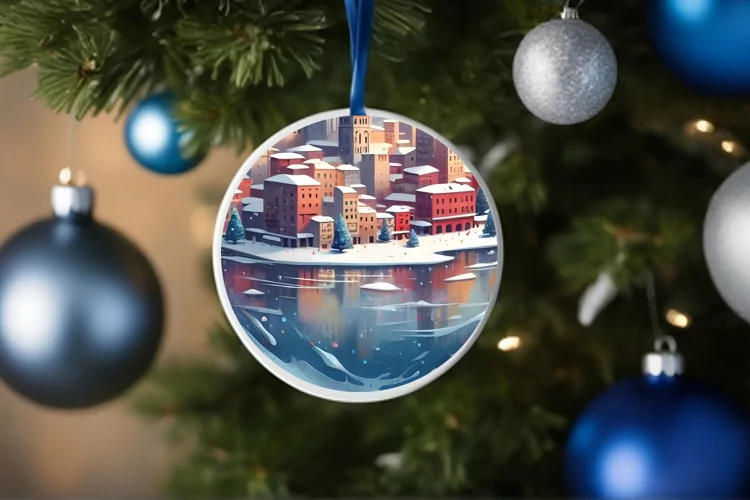 Colorful Winter Spain Round Ornament