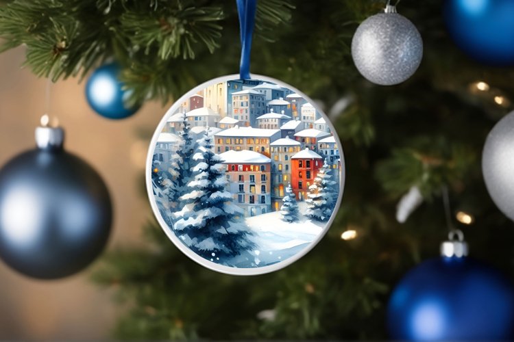 3D Winter Spain Round Ornament Sublimation PNG example image 1