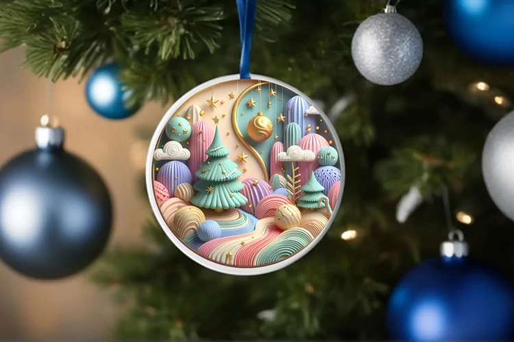 Round Christmas Ornament Sublimation|Clipart