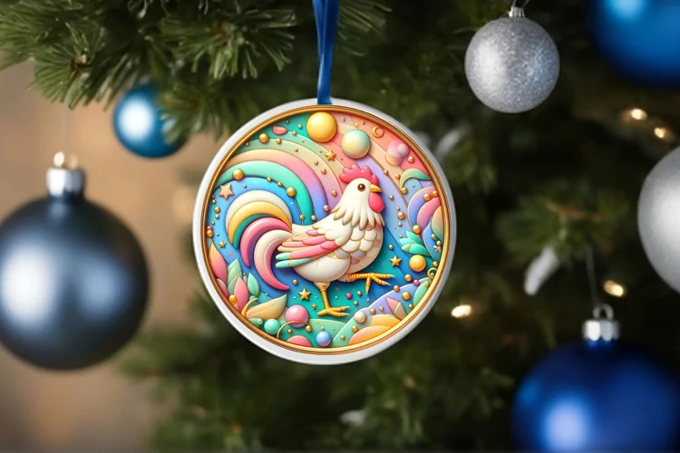 Round Christmas Ornament Sublimation|Clipart