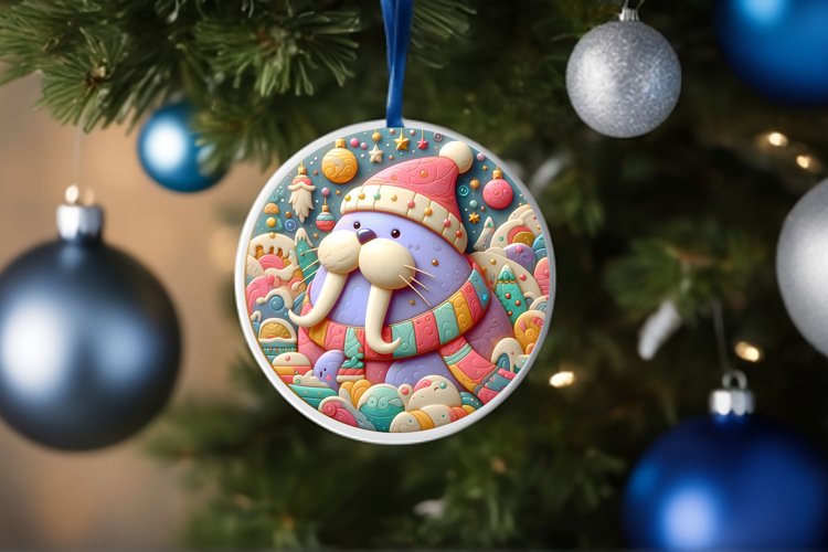 Round Christmas Ornament Sublimation|Clipart example image 1