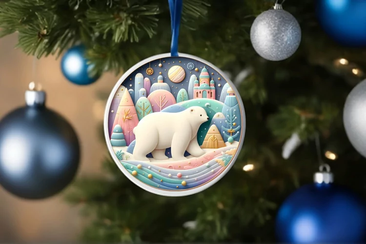 Round Christmas Ornament Sublimation|Clipart