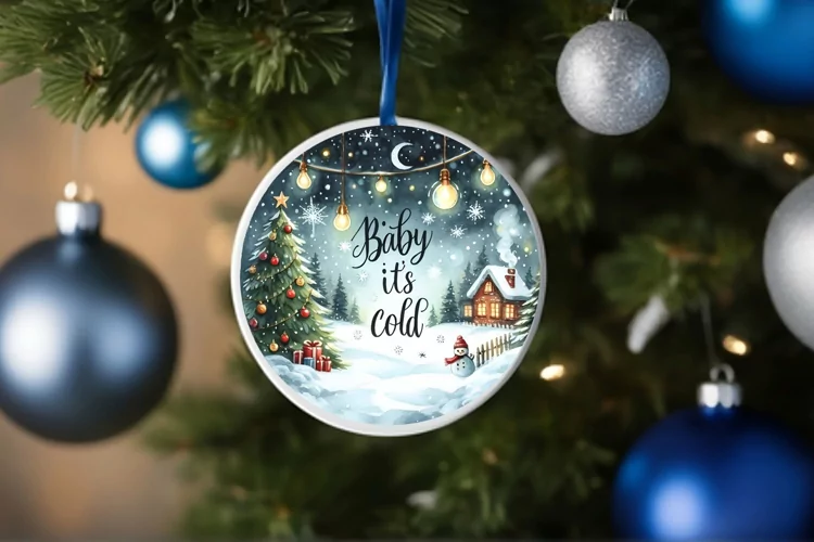 Baby it's Cold Outside Round Christmass Ornament Sublimation