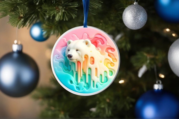 Pastell Christmas Ornament Polar Bear example image 1
