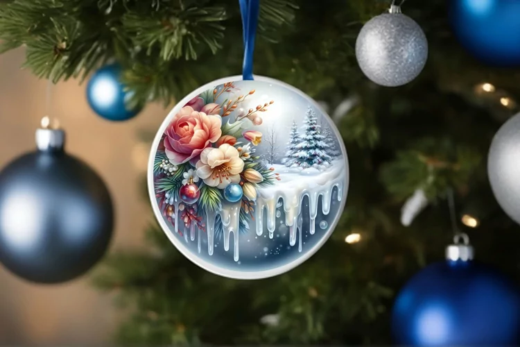 Watercolor Christmas Ornament Flowers