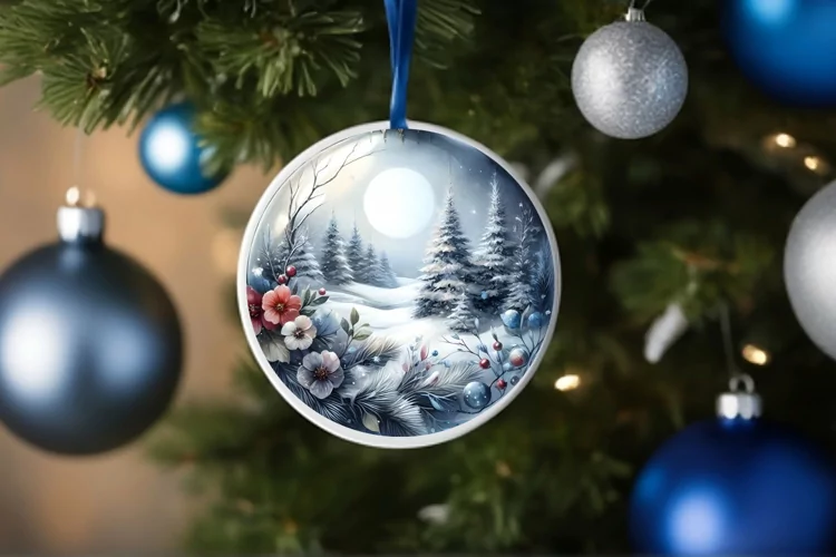 Watercolor Christmas Ornament Flowers