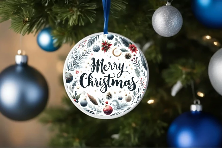 Merry Christmas Round Ornament