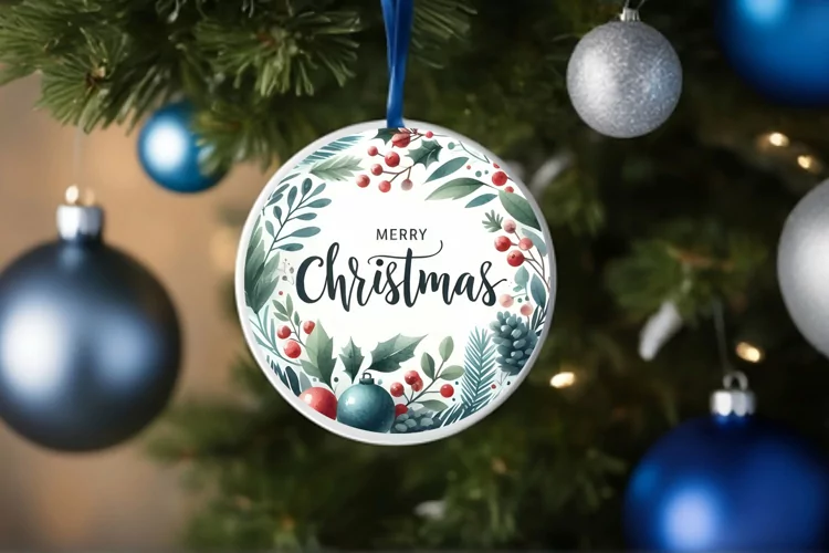 Merry Christmas Round Ornament
